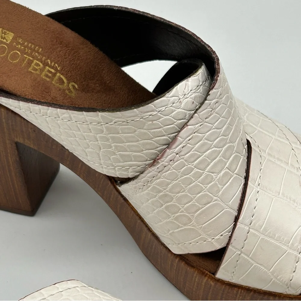 WHITE MOUNTAIN women’s Alive Platform wooden block Slide Sandal in white size 7